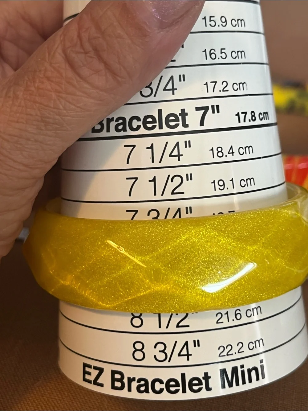 Faceted Glitter Yellow Lucite Bangle Bracelet